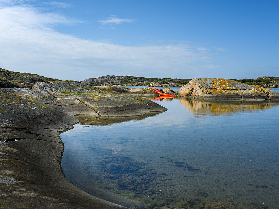 Kayak on rocky coast