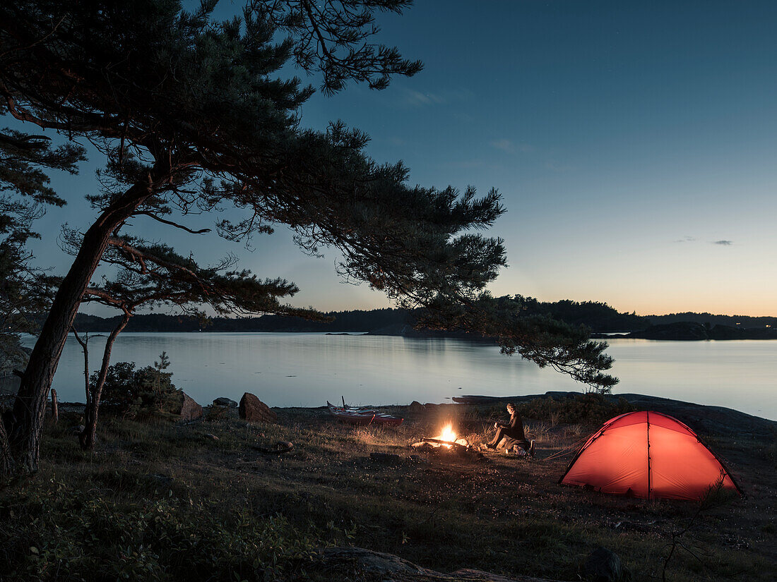 Tent at lake