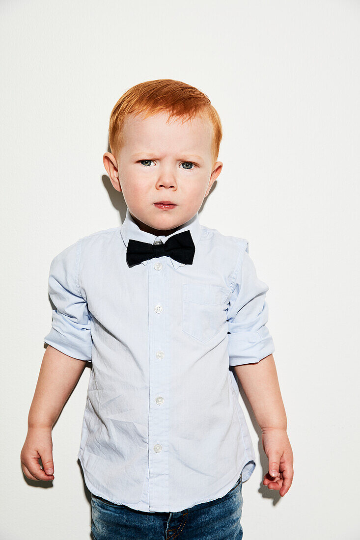 Portrait of toddler wearing bow tie