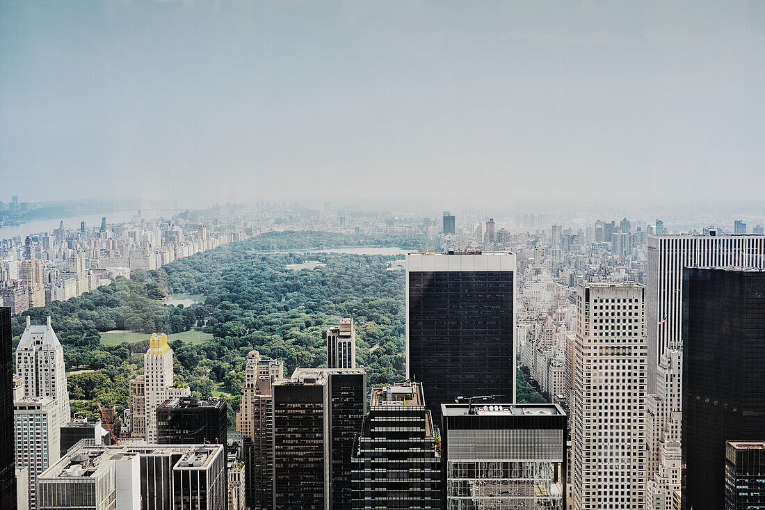 Central Park surrounded by skyscrapers, New York City, USA