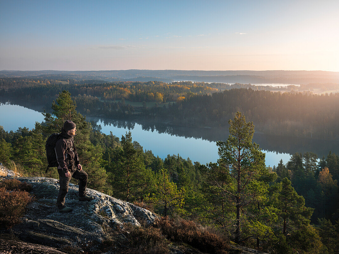 Hiker looking at view