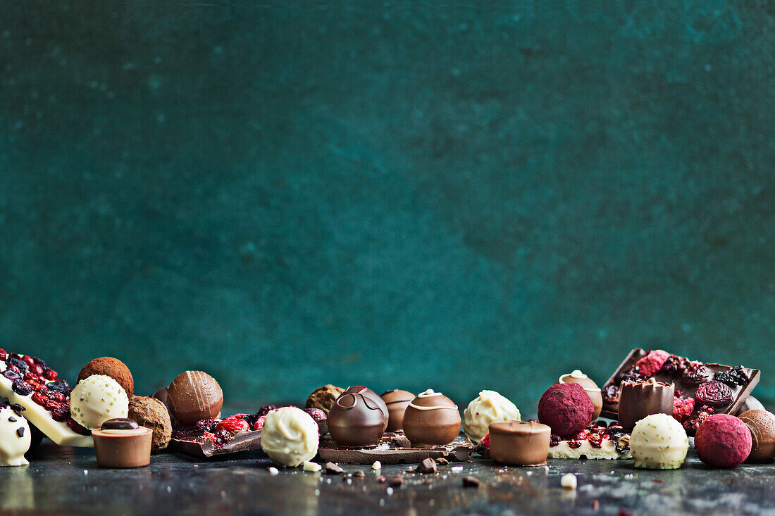 Various chocolate truffles and sweets