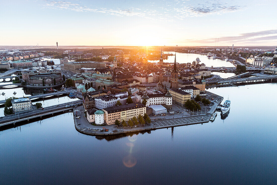 Aerial view of Riddarholmen, Stockholm, Sweden