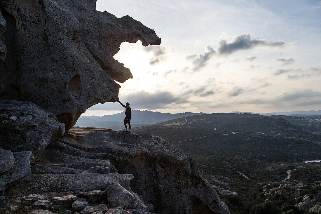 Hiker looking at view