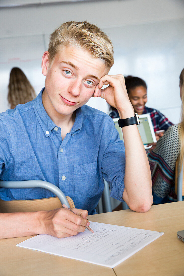 Teenage boy in classroom