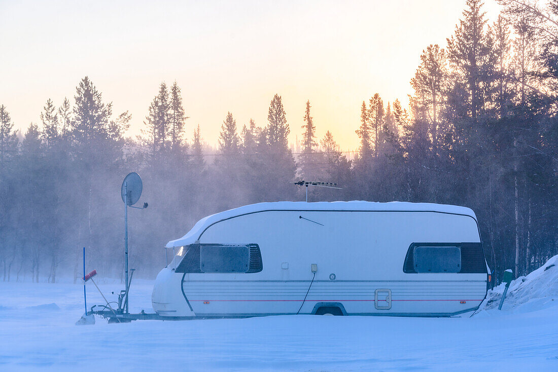 Travel trailer at winter