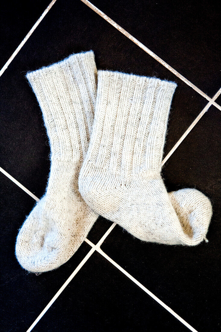 White socks on floor