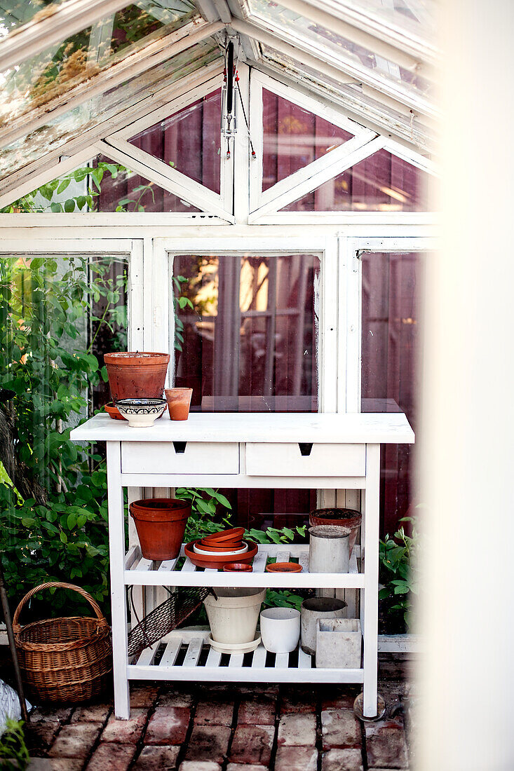 Table in greenhouse