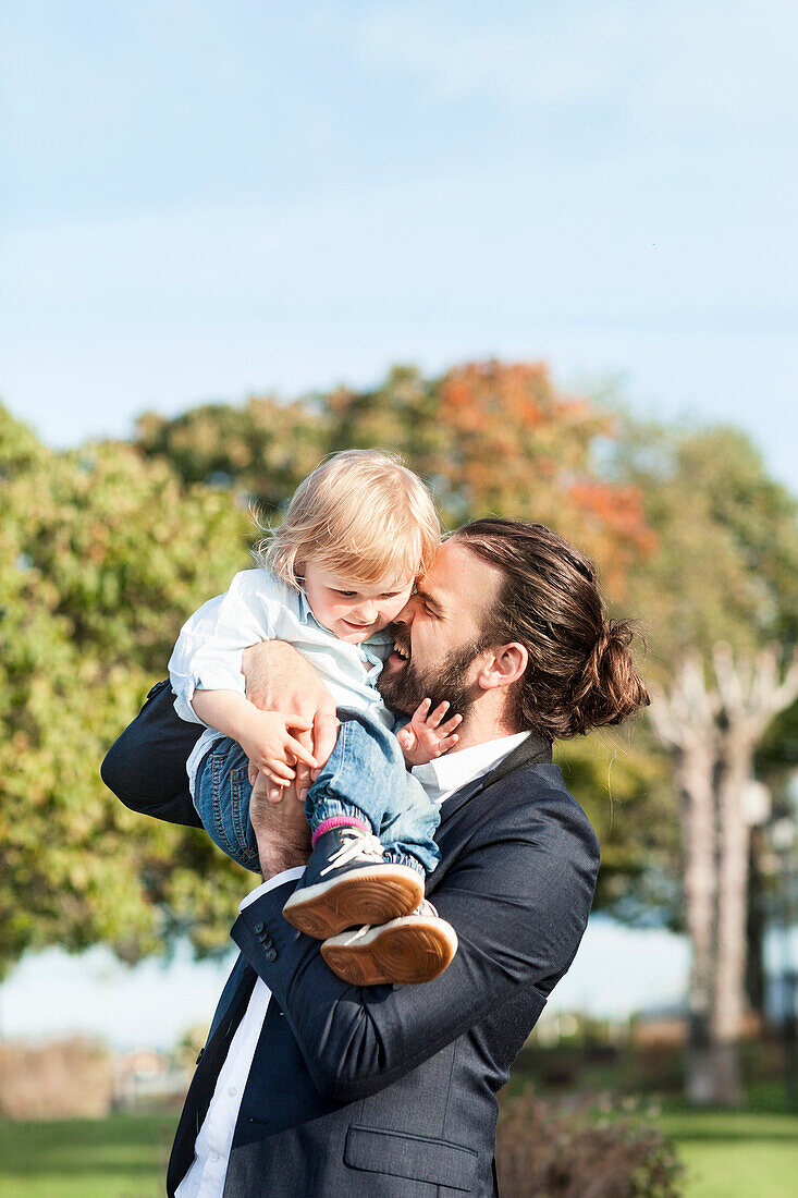 Father playing with son