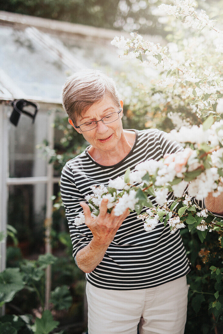 Senior woman in garden