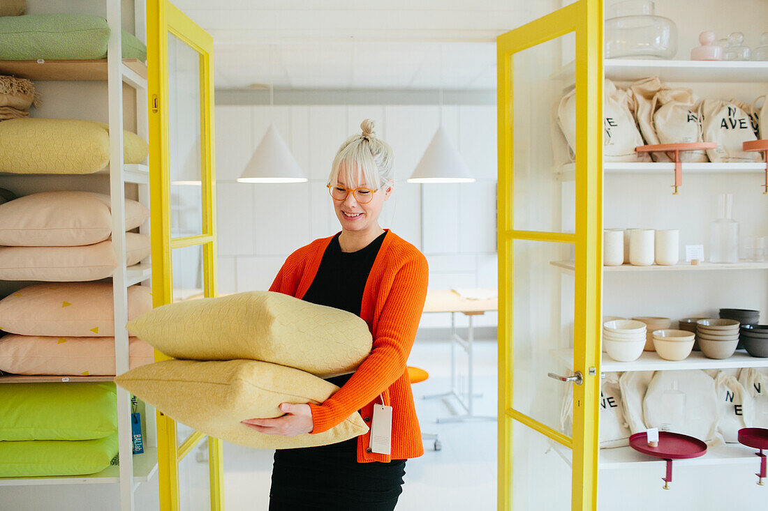 Woman working in shop