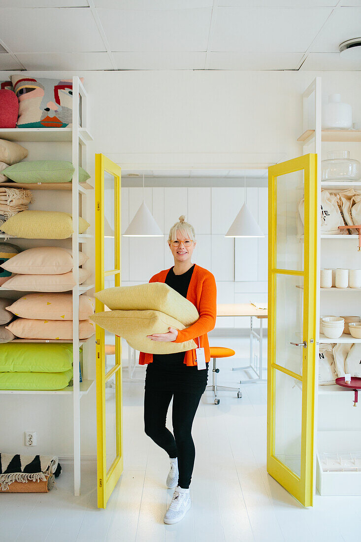 Woman working in shop