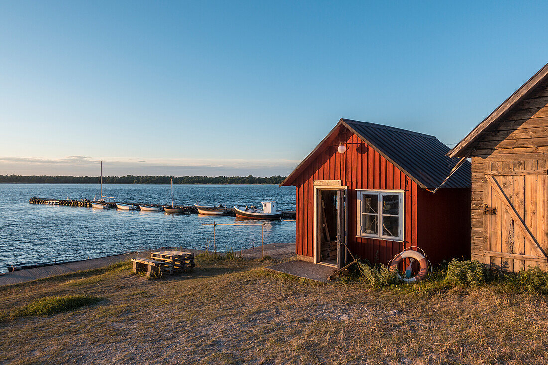 Wooden house at sea