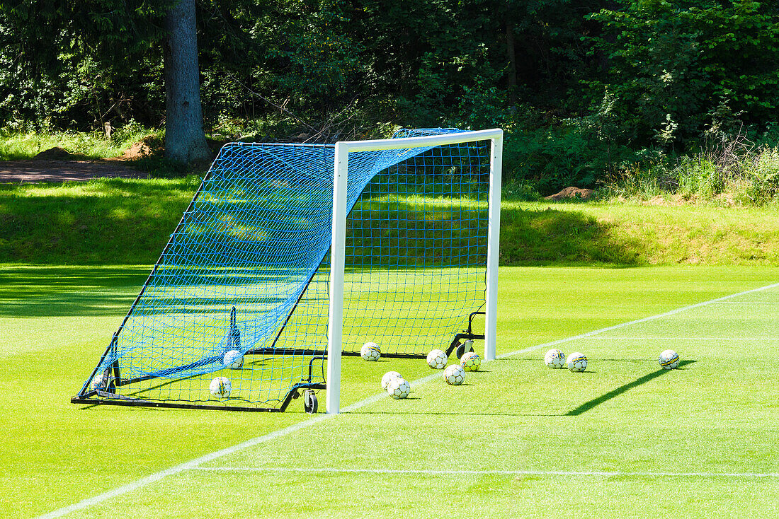 Footballs and goal