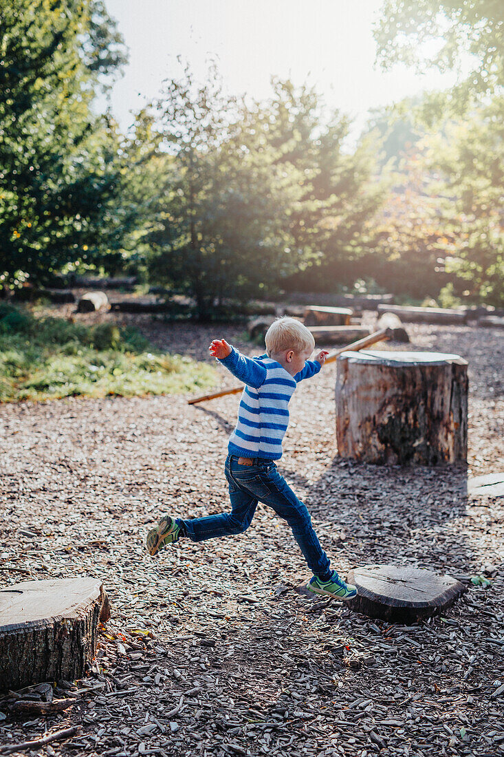 Boy playing in park