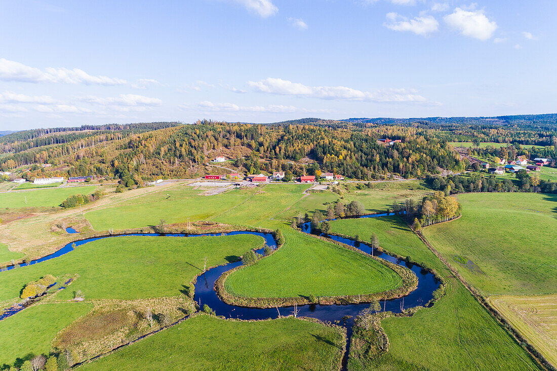 Rural landscape with winding river