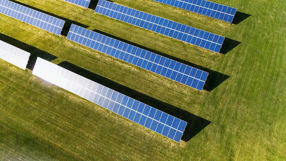 Aerial view of solar panels