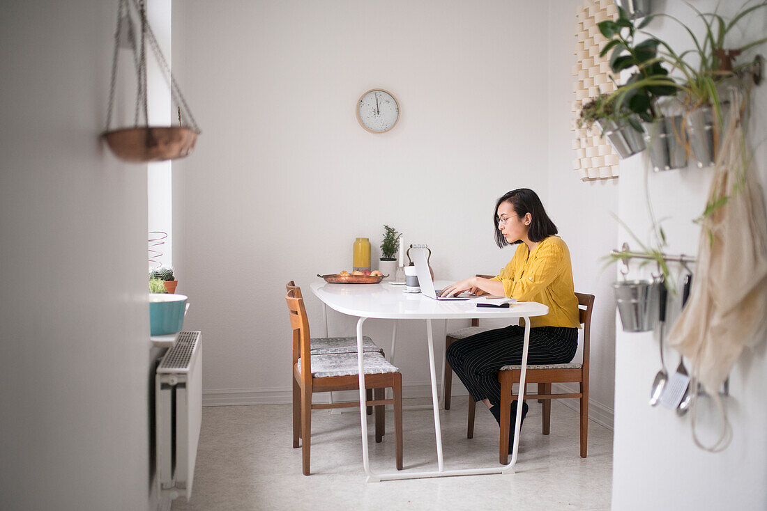 Woman using laptop