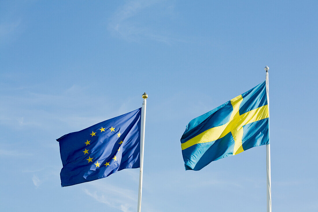 EU flag and Swedish flag