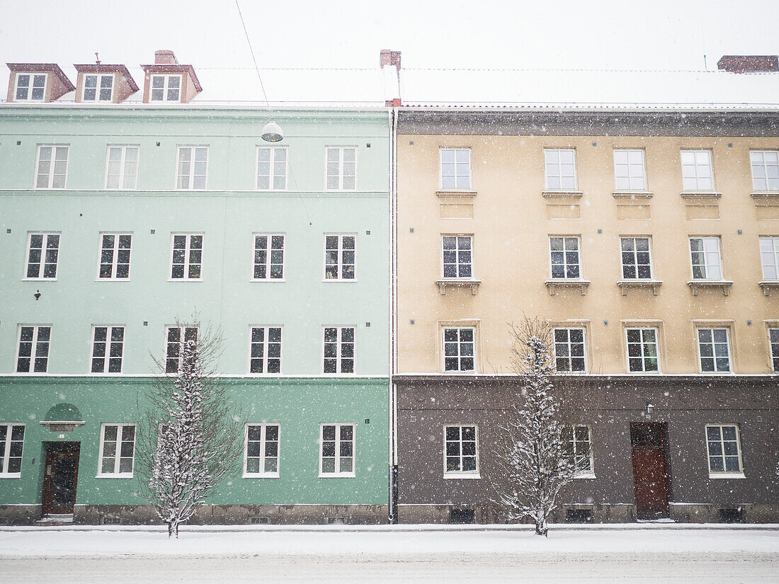 City buildings at winter