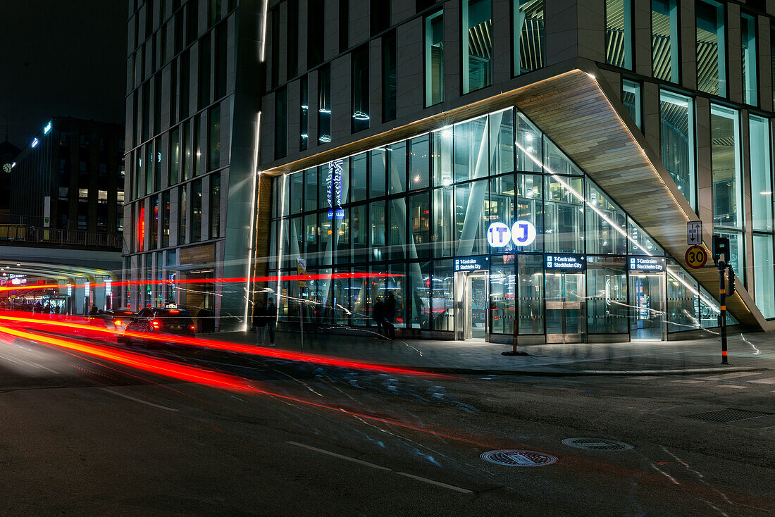 Stockholmer Hauptbahnhof bei Nacht, Schweden