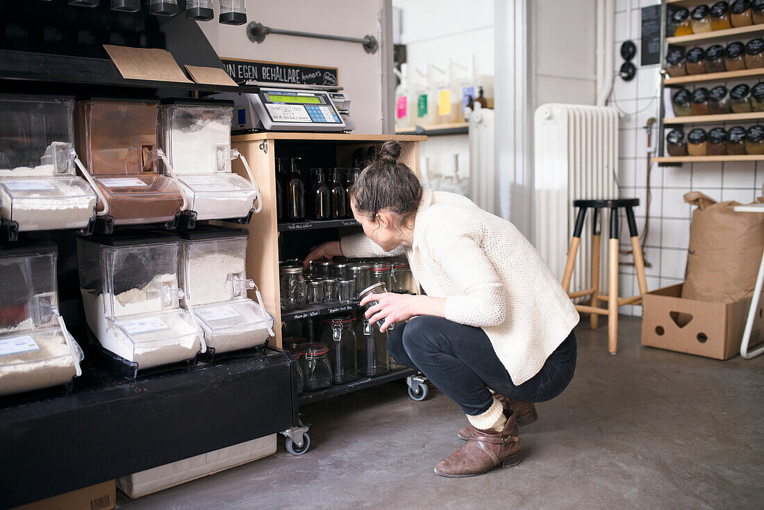 Woman working in shop