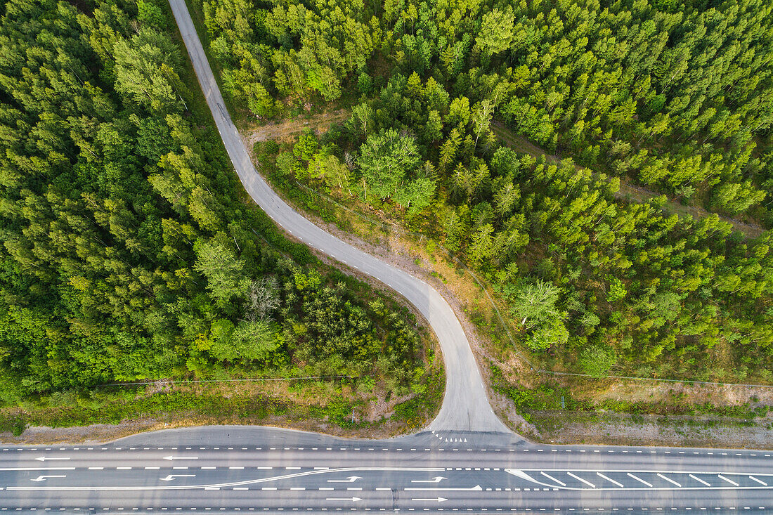 Aerial view of road