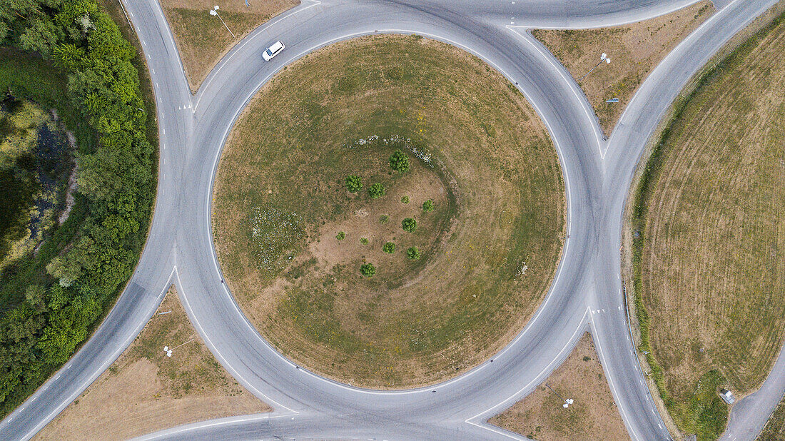 Aerial view of roundabout