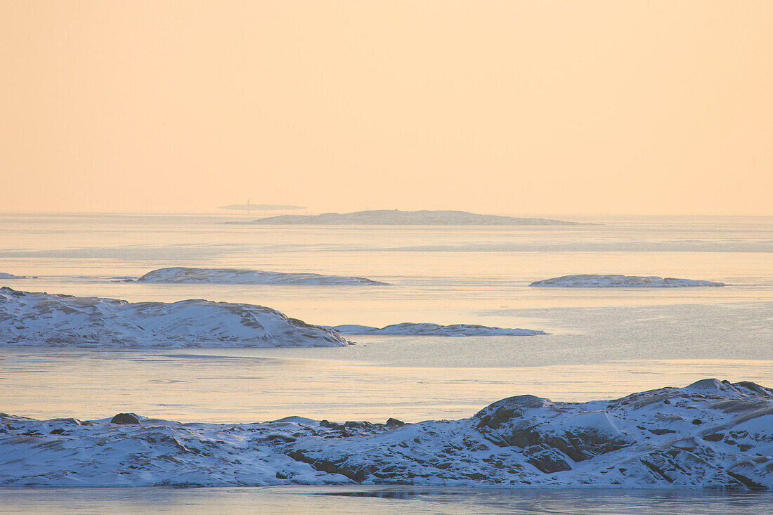 Winter coast at sunset