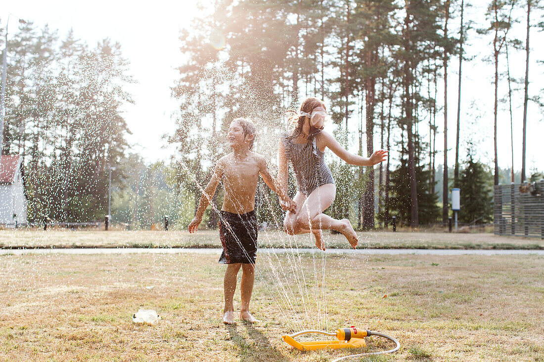 Kids playing with water