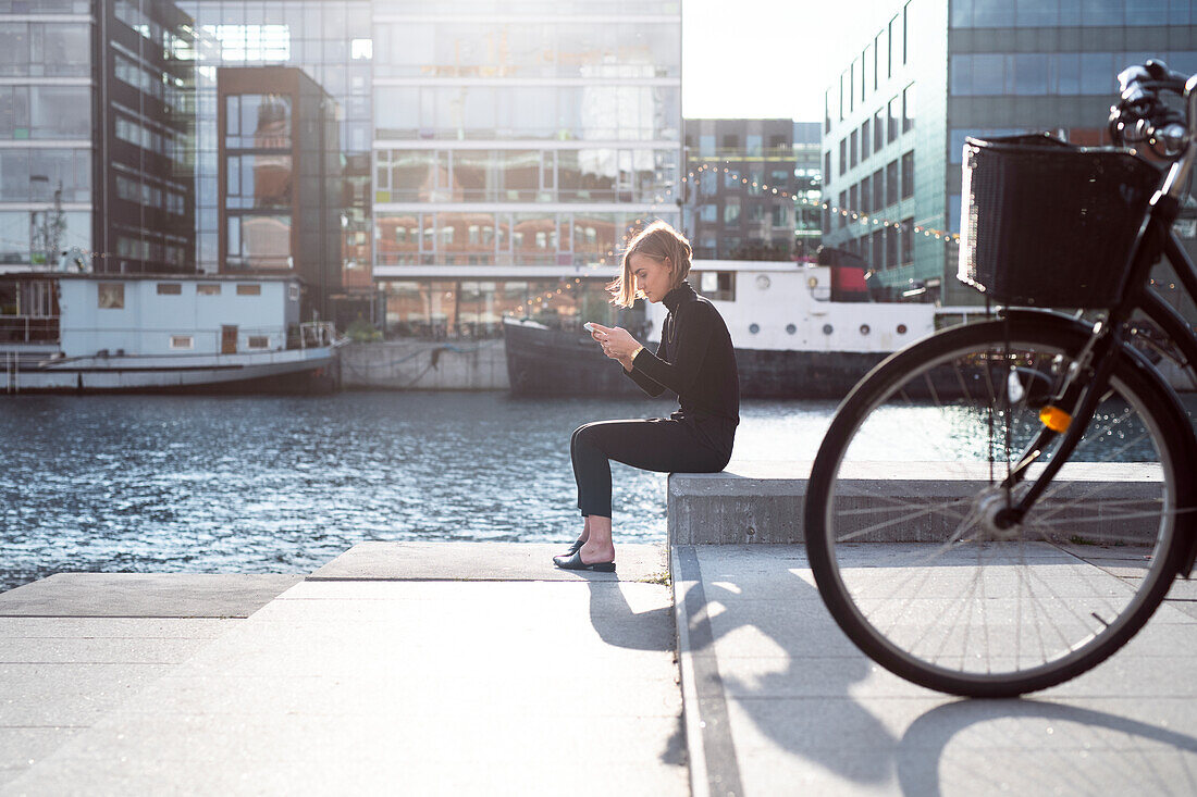 Woman using digital tablet