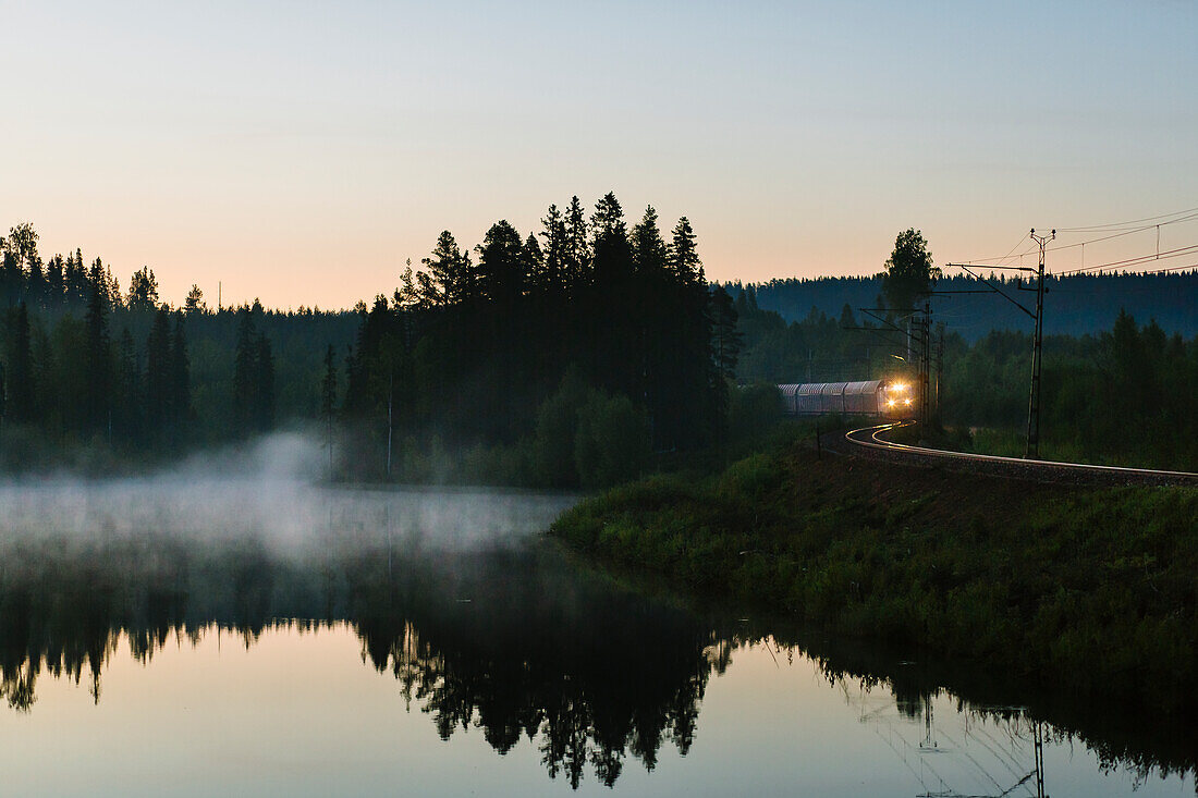 Train at lake