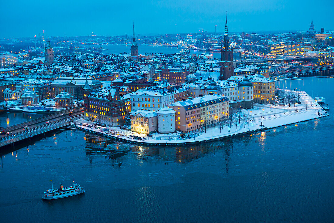 Aerial view of Riddarholmen, Stockholm, Sweden