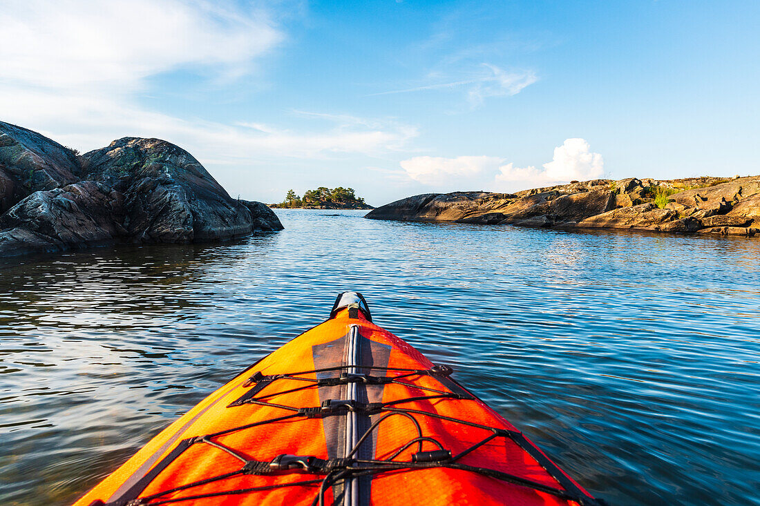 Kayak between rocks