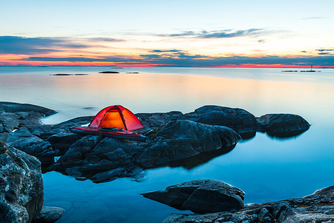 Tent on rocks