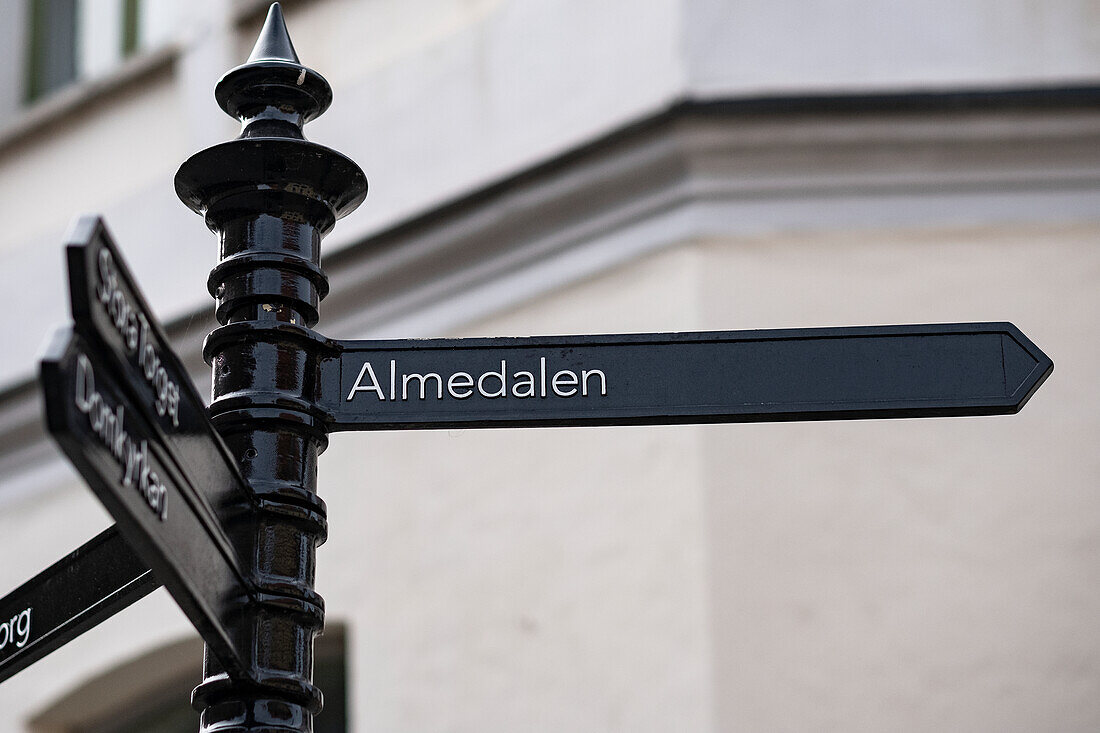 Directional sign on street