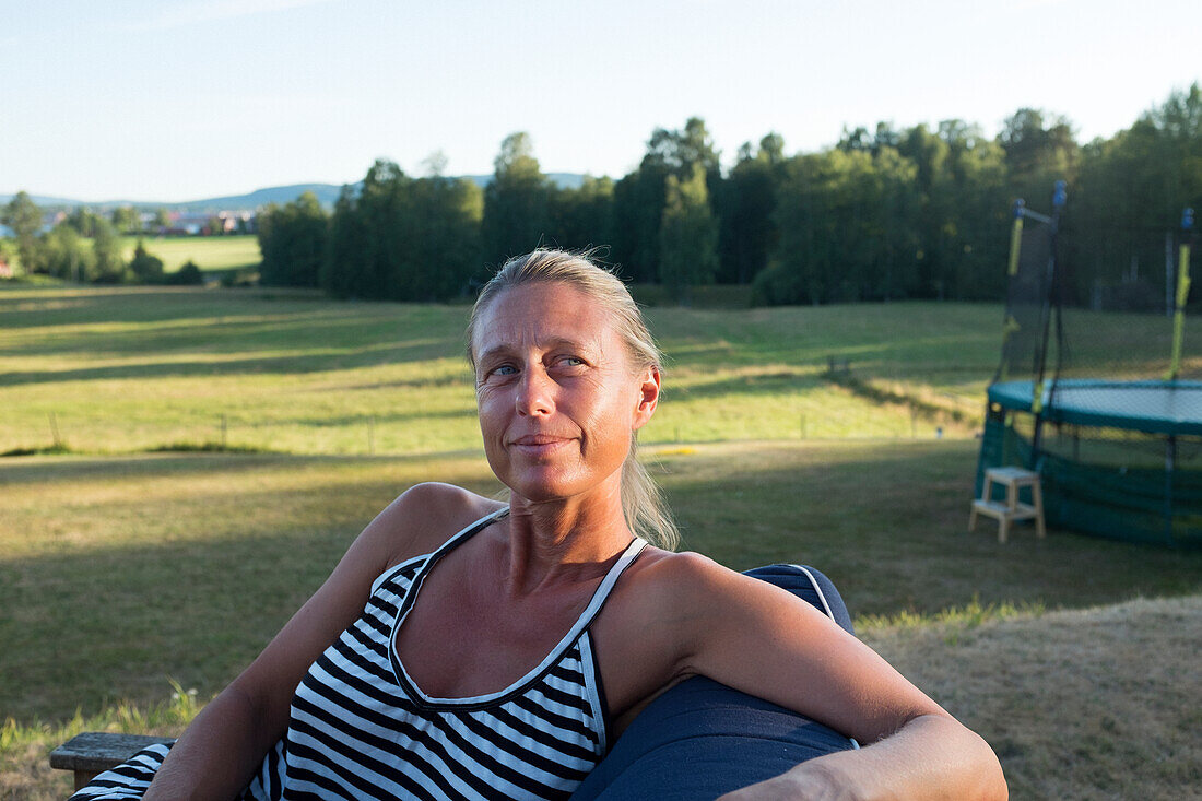 Woman relaxing outdoors