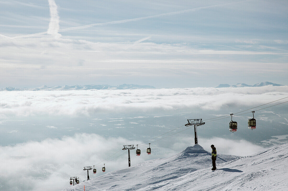 Ski lift in mountains