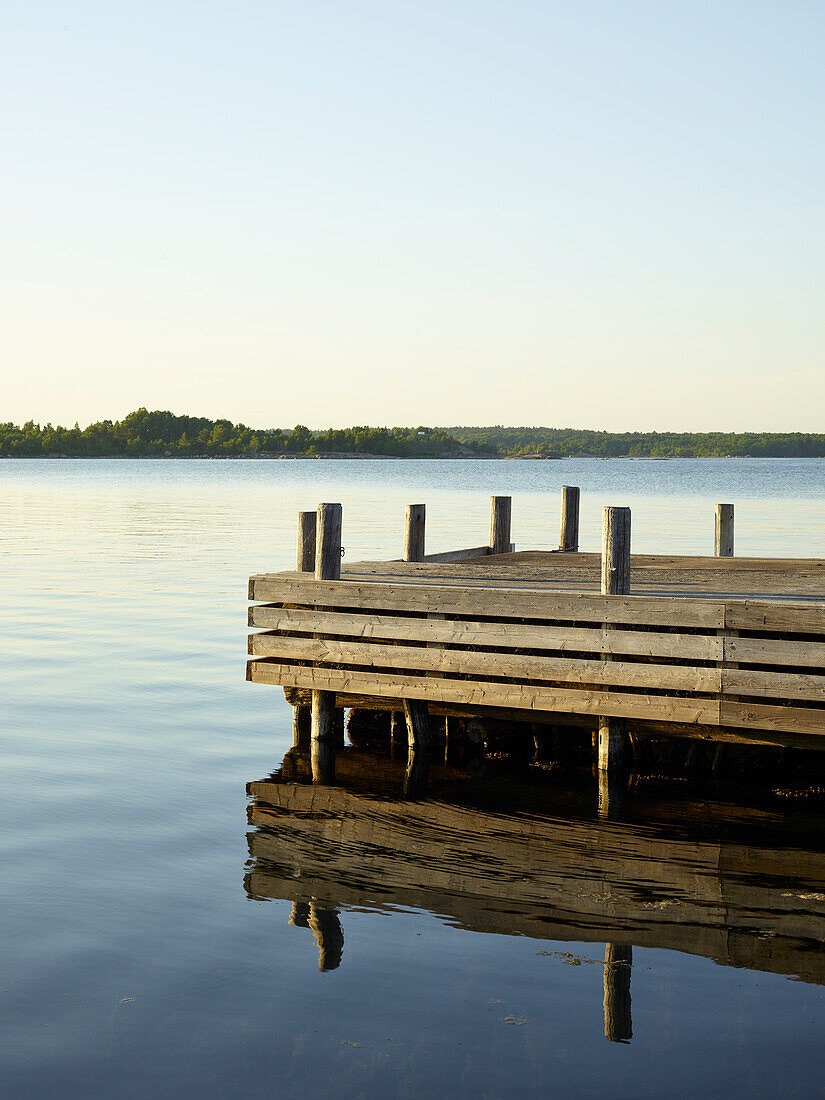 Wooden jetty at lake