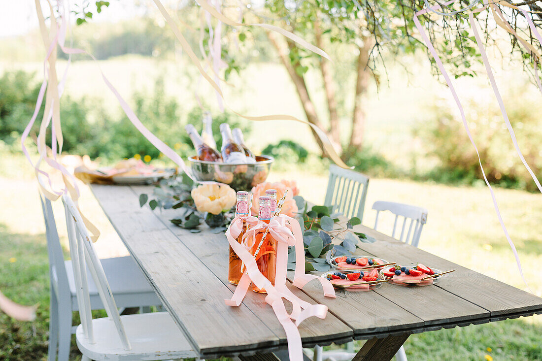 Table set for party in garden