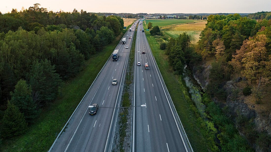 Cars on highway, aerial view