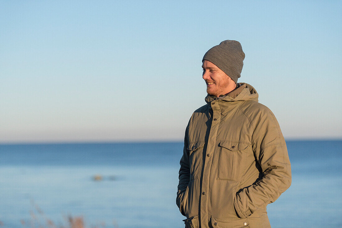 Smiling man at sea