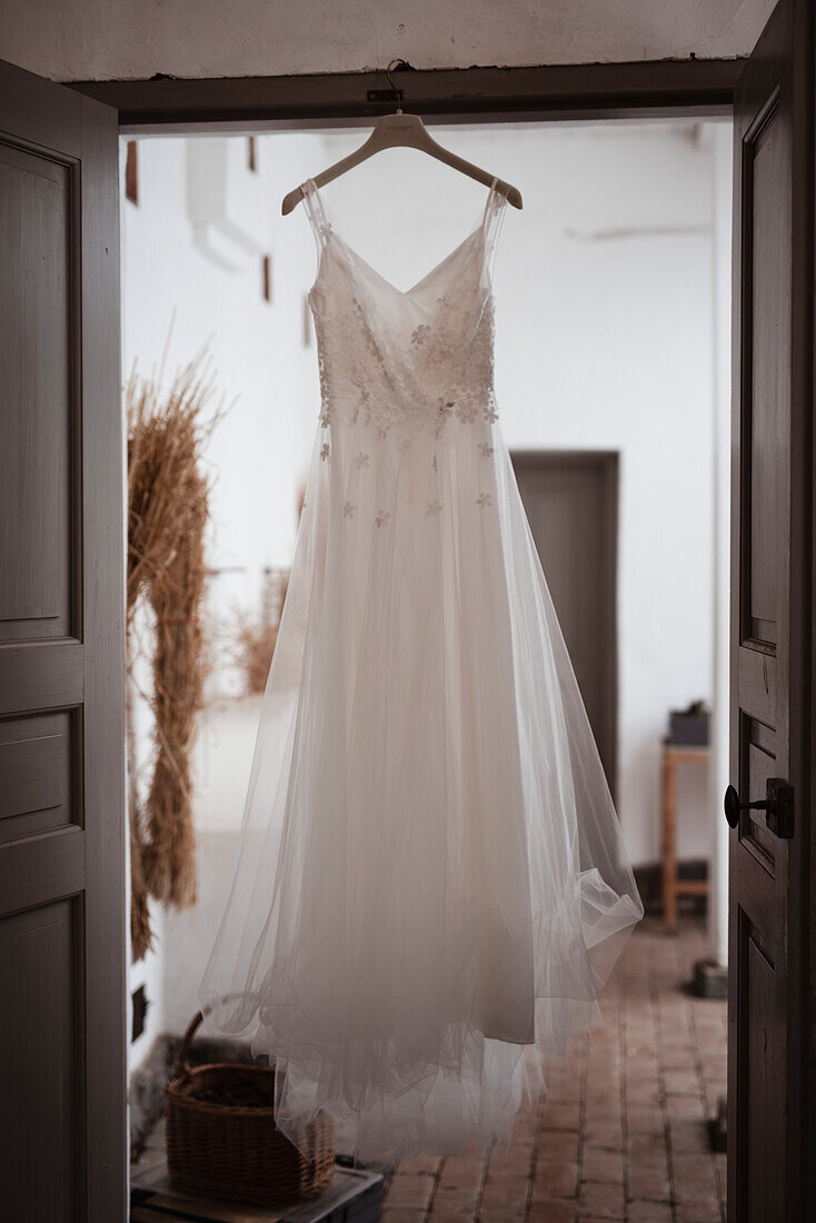 Wedding dress hanging