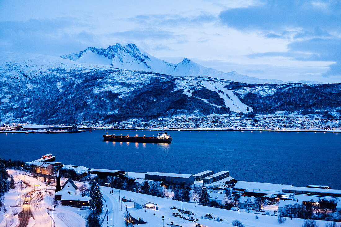 Container ship on sea