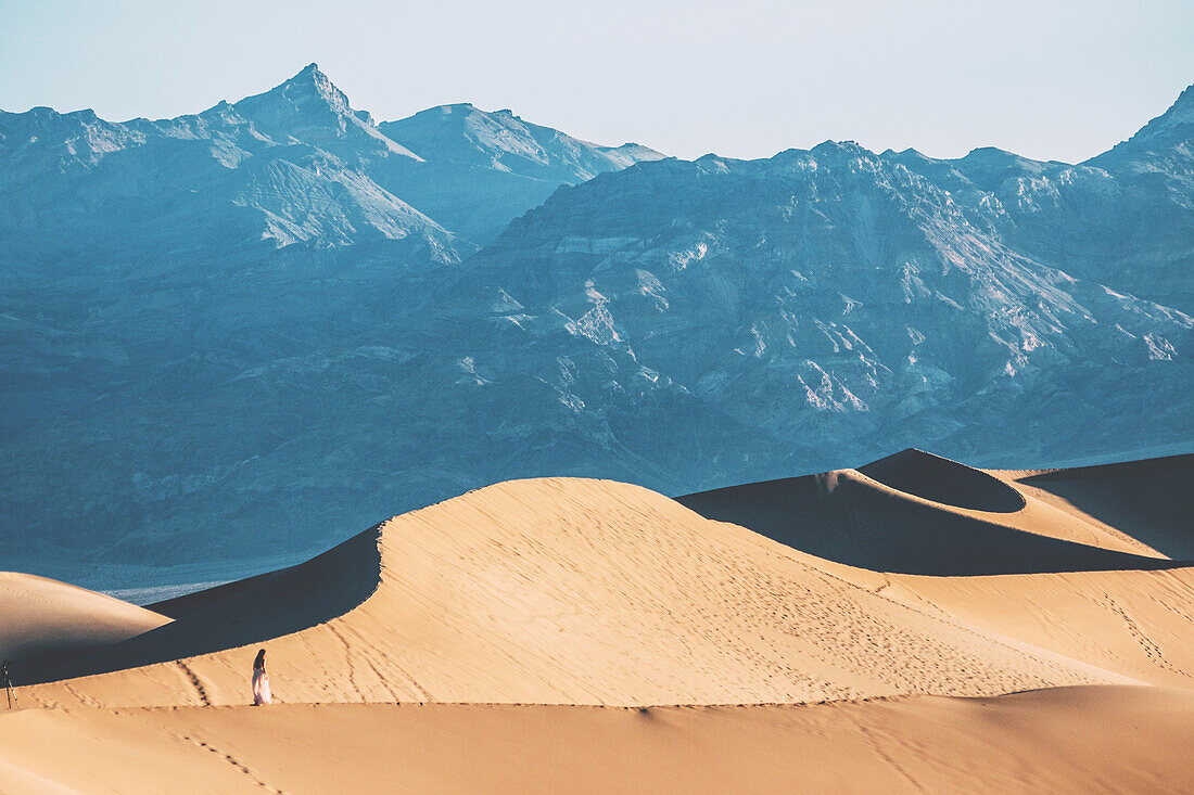 Desert with mountains on background