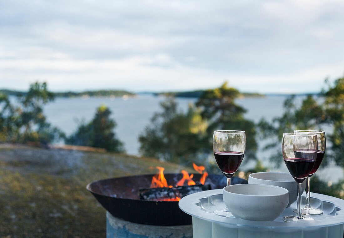 Wineglasses at grill