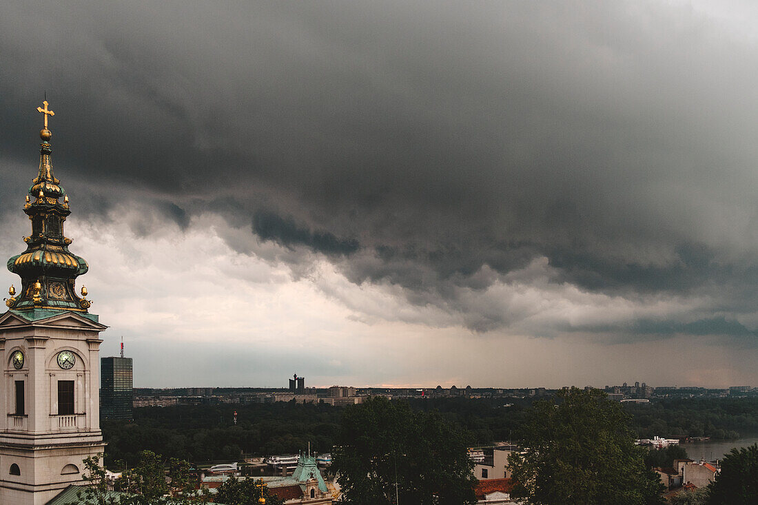 Storm clouds above city
