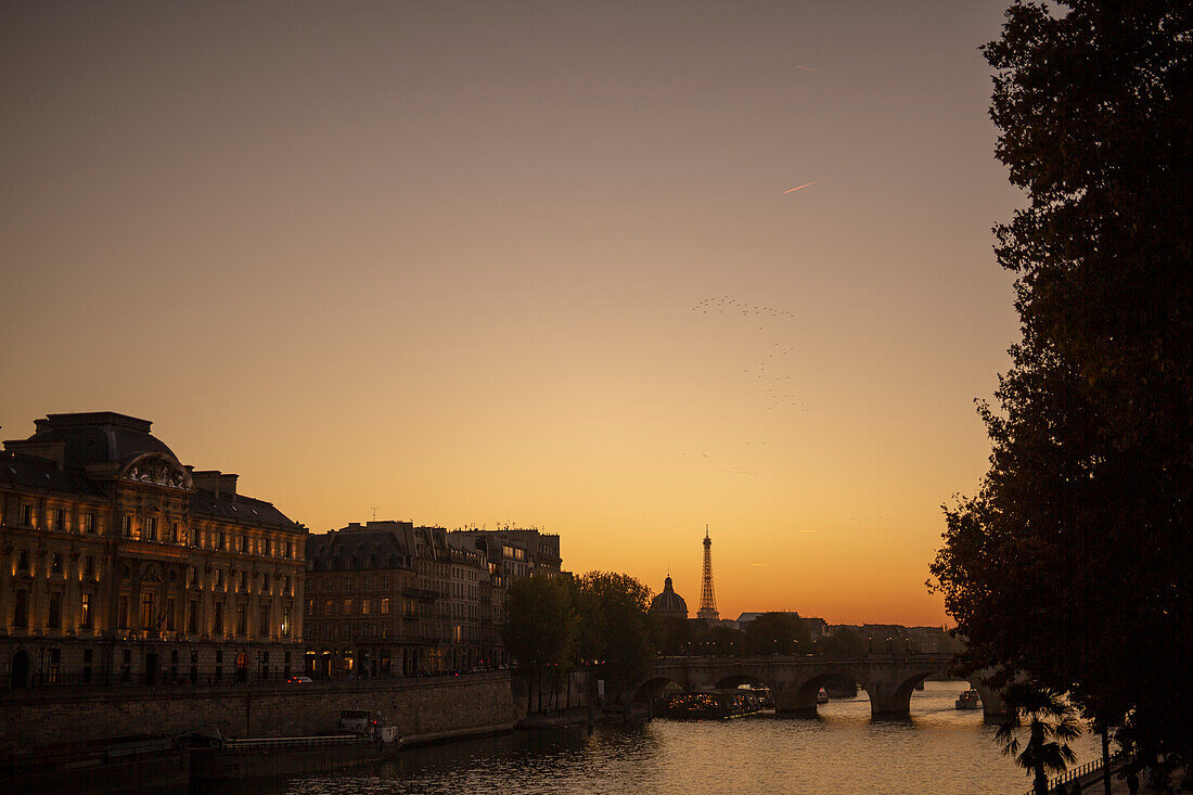 Paris at sunset, France
