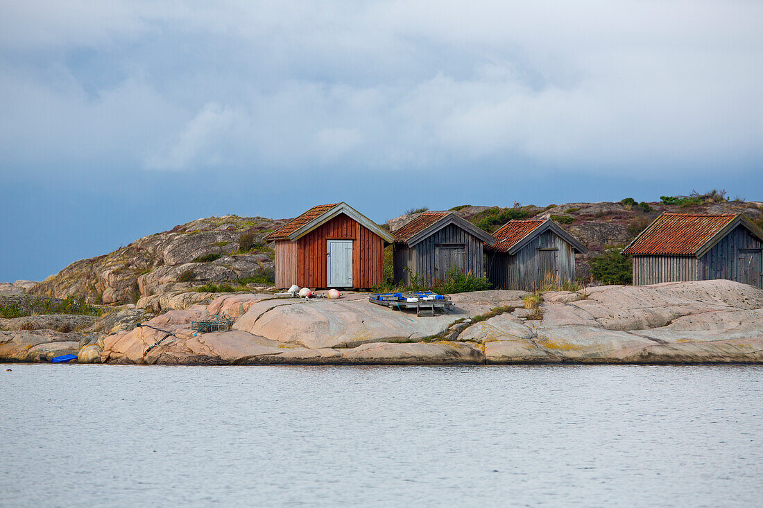 Fishing huts at sea