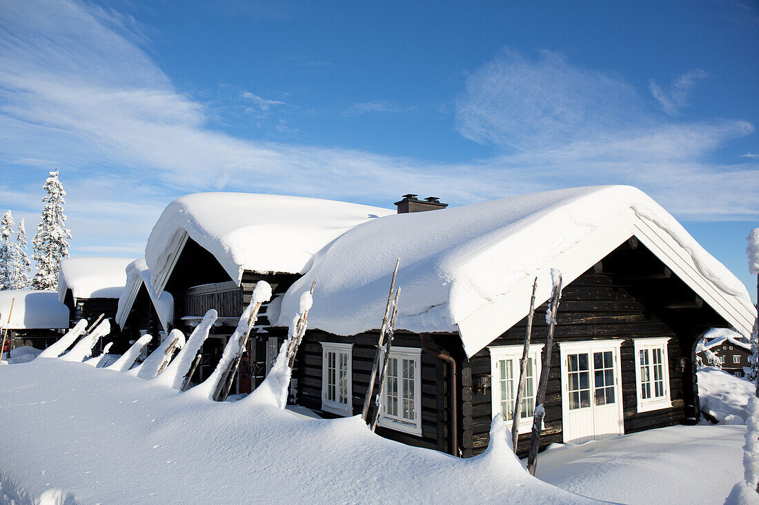 Wooden house at winter